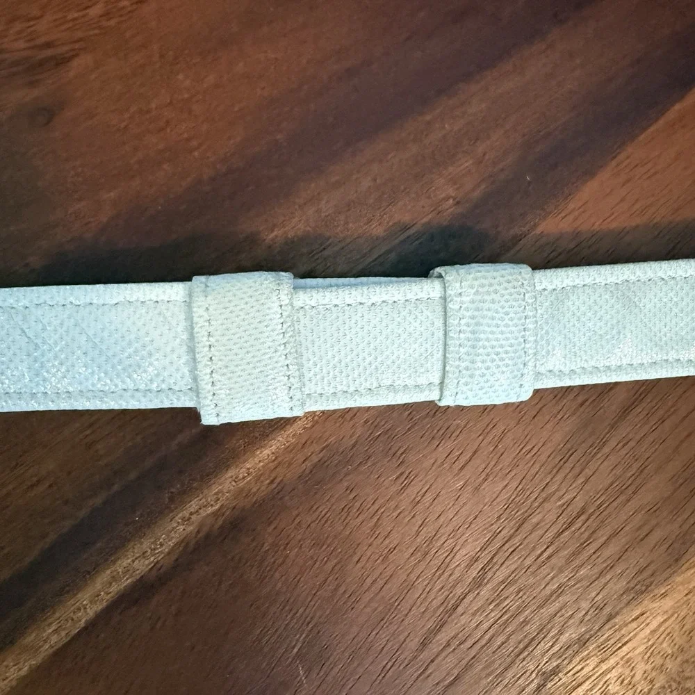 Vtg Alexis Kirk Snakeskin Leather Belt White Mixed Metal 